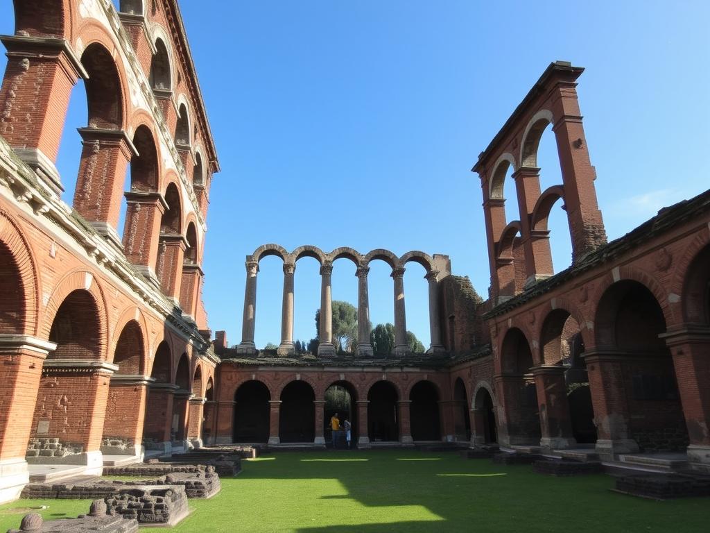 The Terme di Caracalla (Baths of Caracalla) showing massive ancient Roman ruins with few tourists