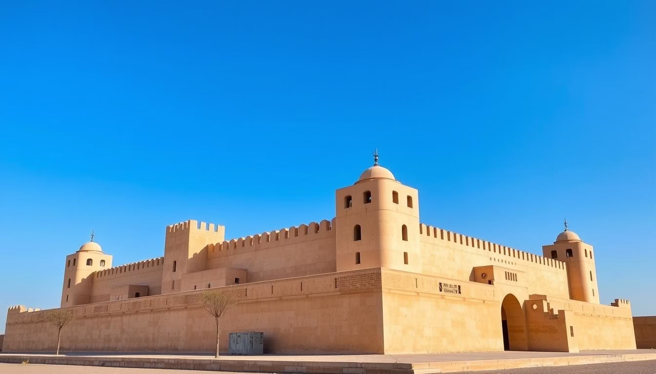 The historic Al Jahili Fort with its distinctive watchtowers and defensive walls, one of the beautiful places to visit in Abu Dhabi
