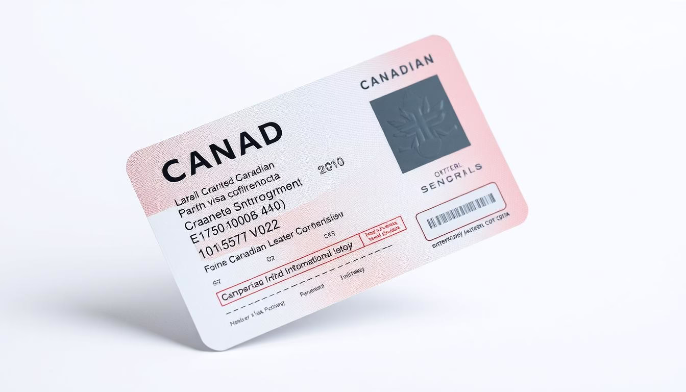 A Canadian transit visa, a crucial document for international travelers, displayed against a clean, minimalist backdrop. The visa itself takes center stage, meticulously rendered with attention to fine details such as security features, holographic elements, and official seals. The lighting is soft and even, highlighting the visa's official and authoritative nature. The angle is slightly elevated, conveying a sense of importance and gravitas. The overall mood is one of professionalism and efficiency, reflecting the process of obtaining a Canadian transit visa.