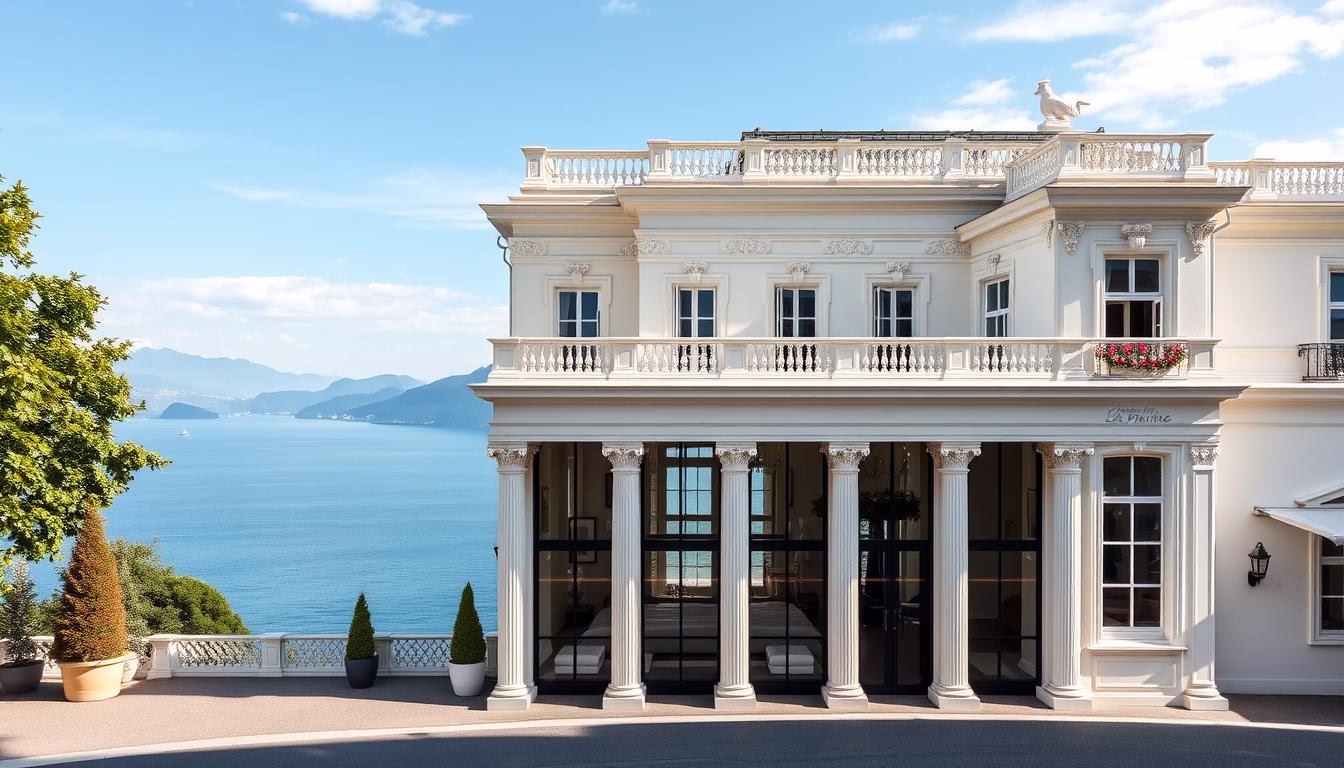 Image of Clinique La Prairie's luxurious facade overlooking Lake Geneva