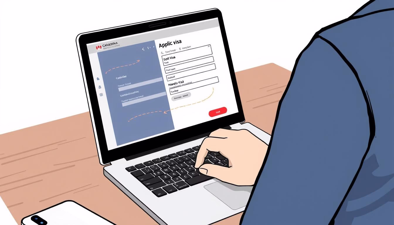 Image of a person filling out the Canadian transit visa application form online
